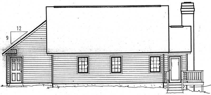 Home Plan Rear Elevation of this 3-Bedroom,1346 Sq Ft Plan -131-1219