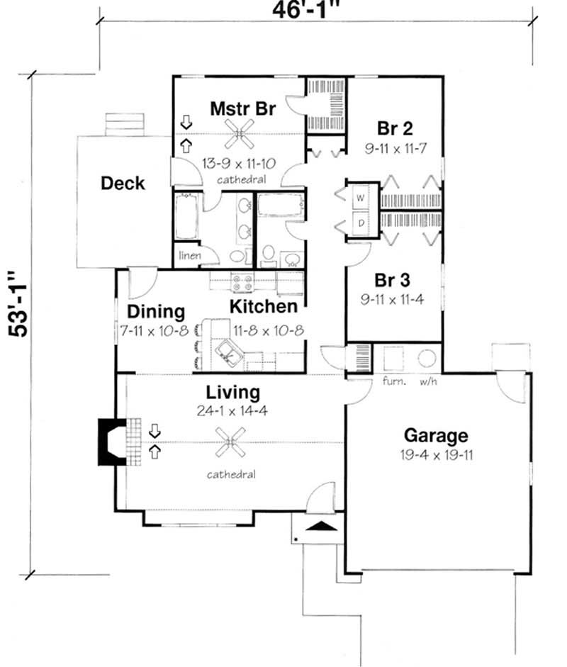 Floor Plan First Story of Small House Plans #131-1219