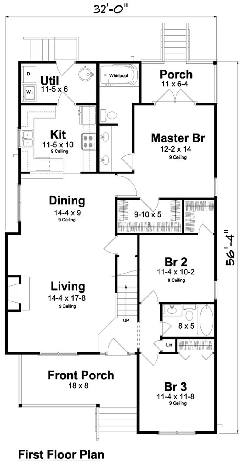 Floor Plan First Story of Small House Plans #131-1220