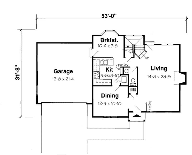 Floor Plan First Story of Colonial Plan #131-1222