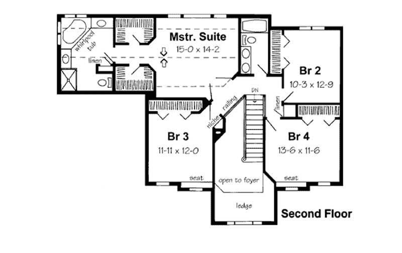 Floor Plan Second Story of Country Plan #131-1224