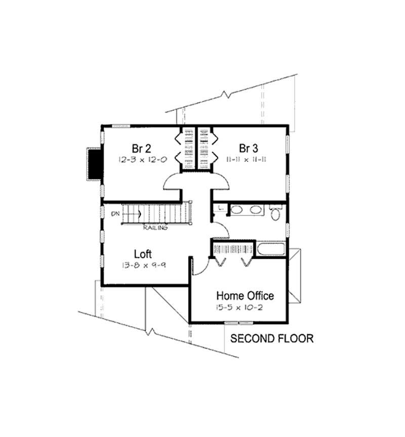 Floor Plan Second Story of Ranch Plan #131-1225