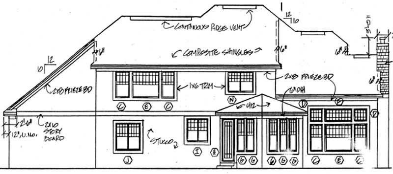 Home Plan Rear Elevation of this 3-Bedroom,2616 Sq Ft Plan -131-1229