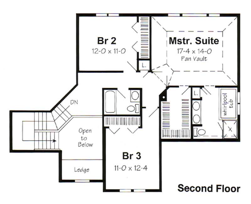 Floor Plan Second Story of Ranch Plan #131-1229