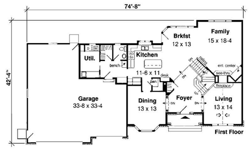 Floor Plan First Story of European Plan #131-1232