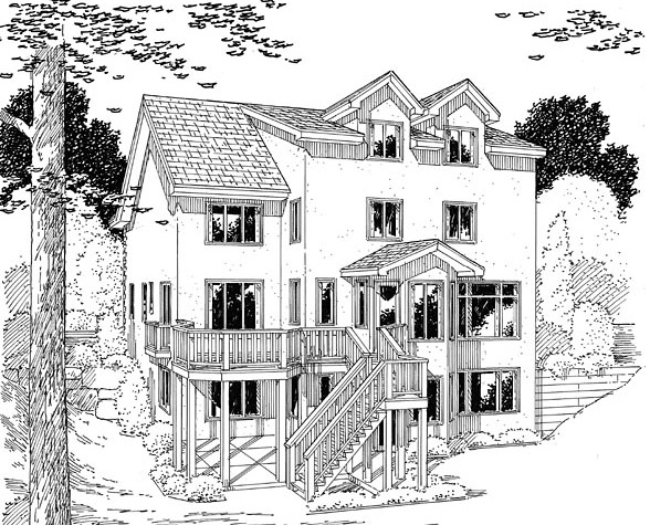 Home Plan Rear Elevation of this 4-Bedroom,2648 Sq Ft Plan -131-1233
