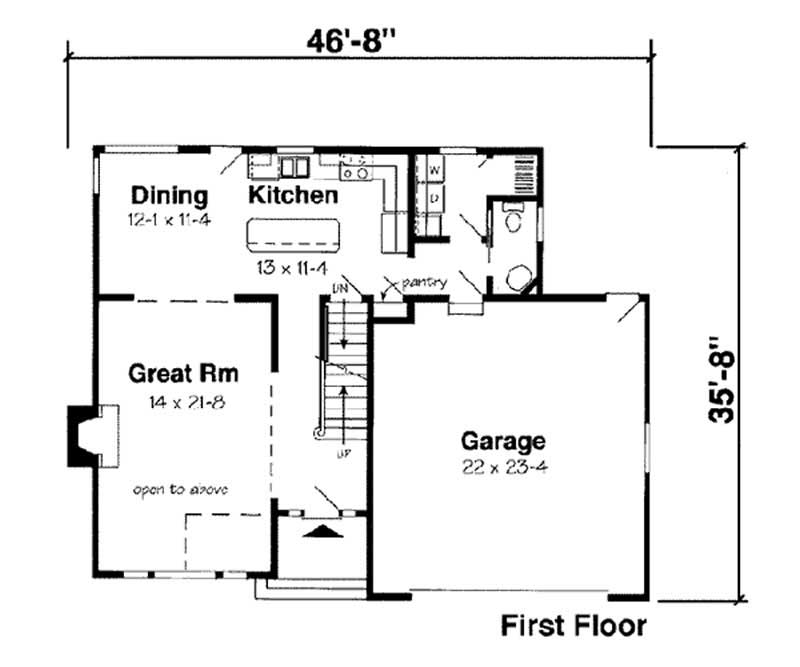 Floor Plan First Story of Country Plan #131-1235