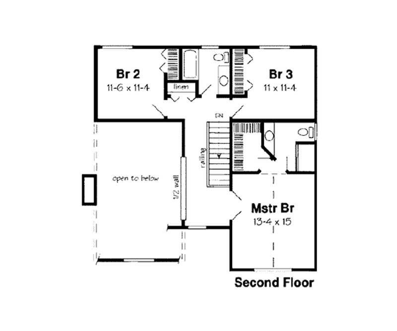 Floor Plan Second Story of Country Plan #131-1235