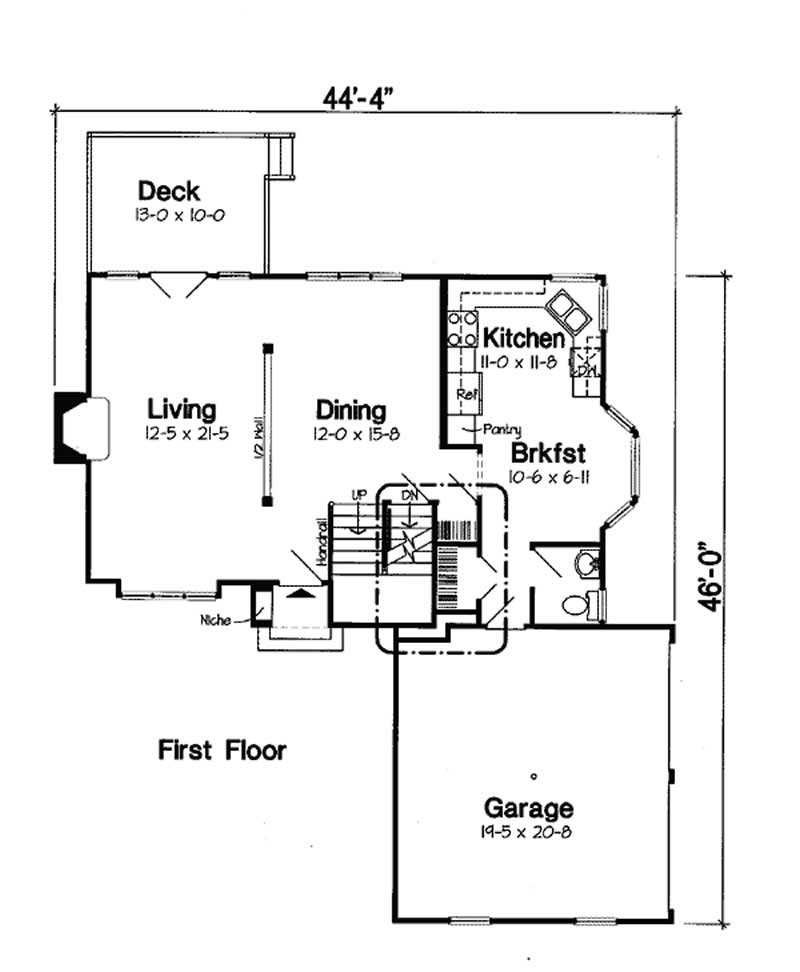 Floor Plan First Story of Ranch Plan #131-1238