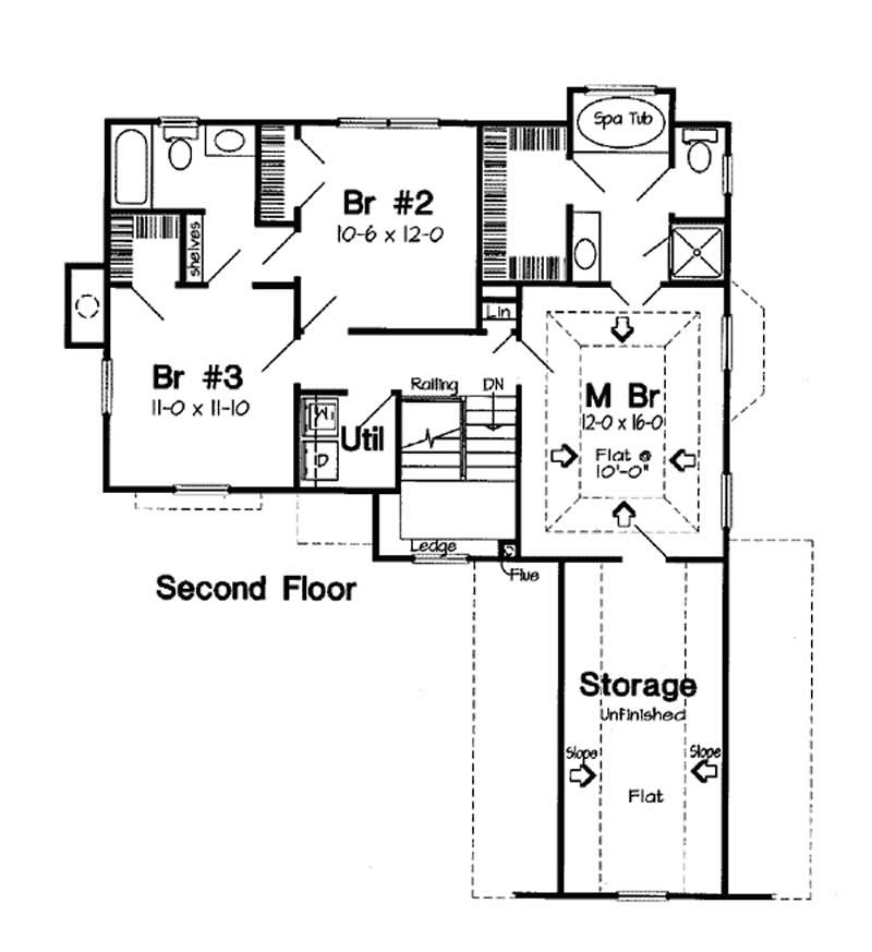 Floor Plan Second Story of Ranch Plan #131-1238