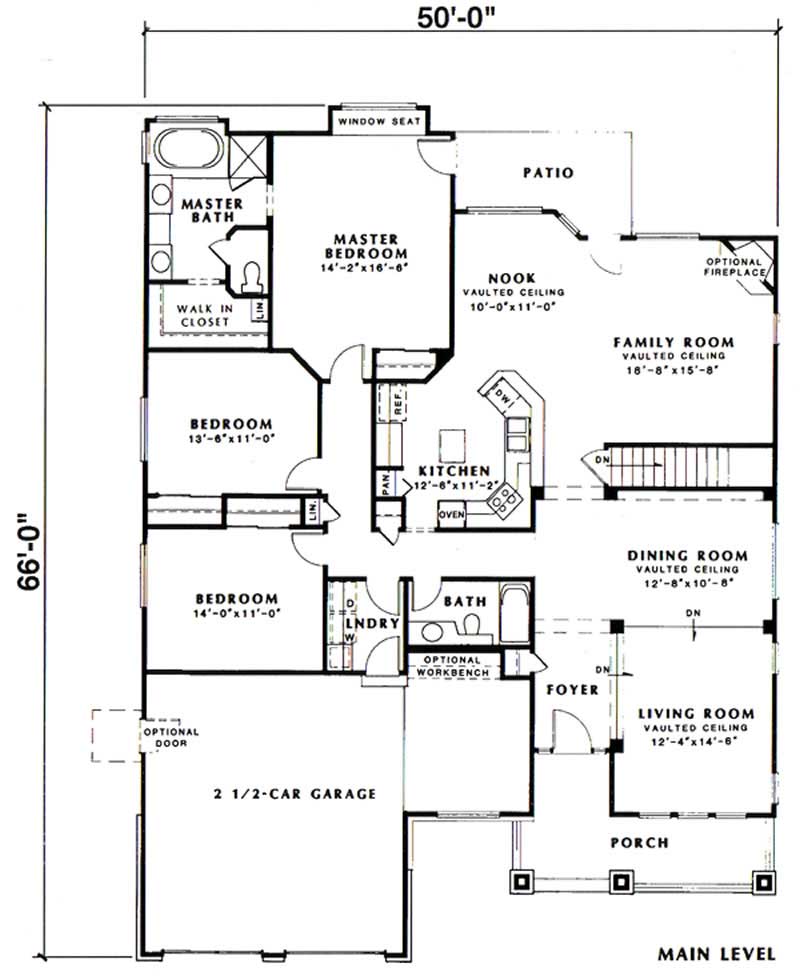 Floor Plan First Story of Ranch Plan #131-1239