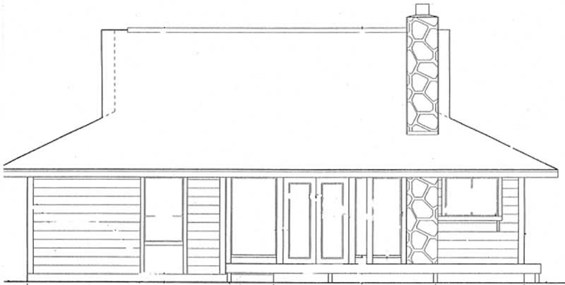 Home Plan Rear Elevation of this 2-Bedroom,897 Sq Ft Plan -131-1242