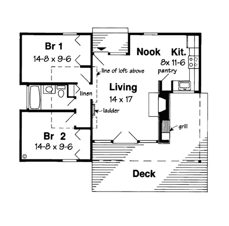 Floor Plan First Story of Log Cabin Plan #131-1242