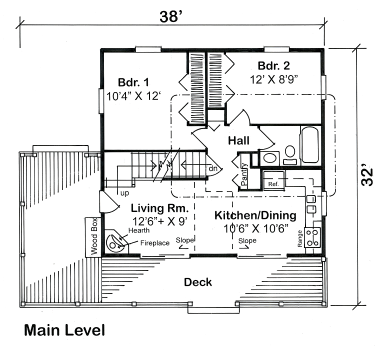 Floor Plan First Story of Cottage Plan #131-1243