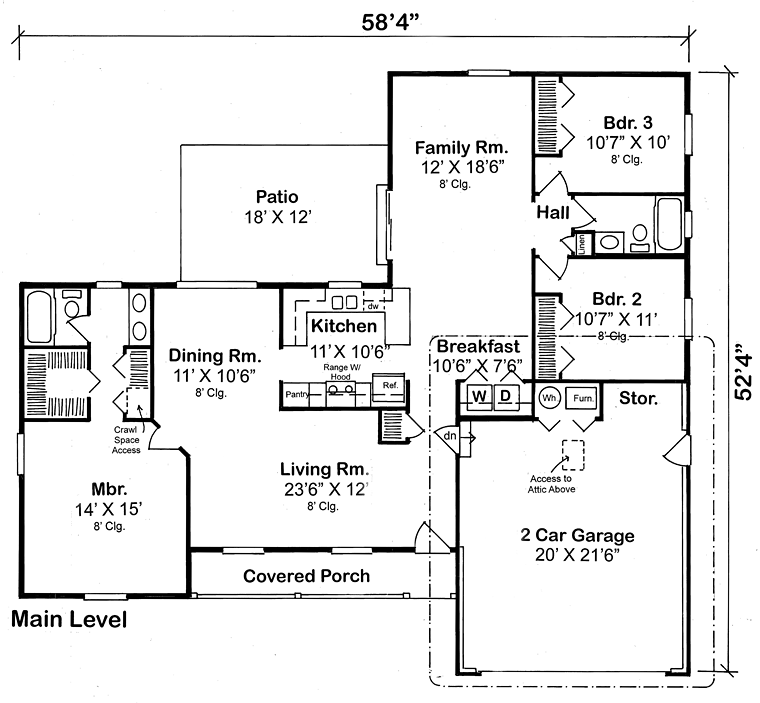 Floor Plan First Story of Country Plan #131-1244
