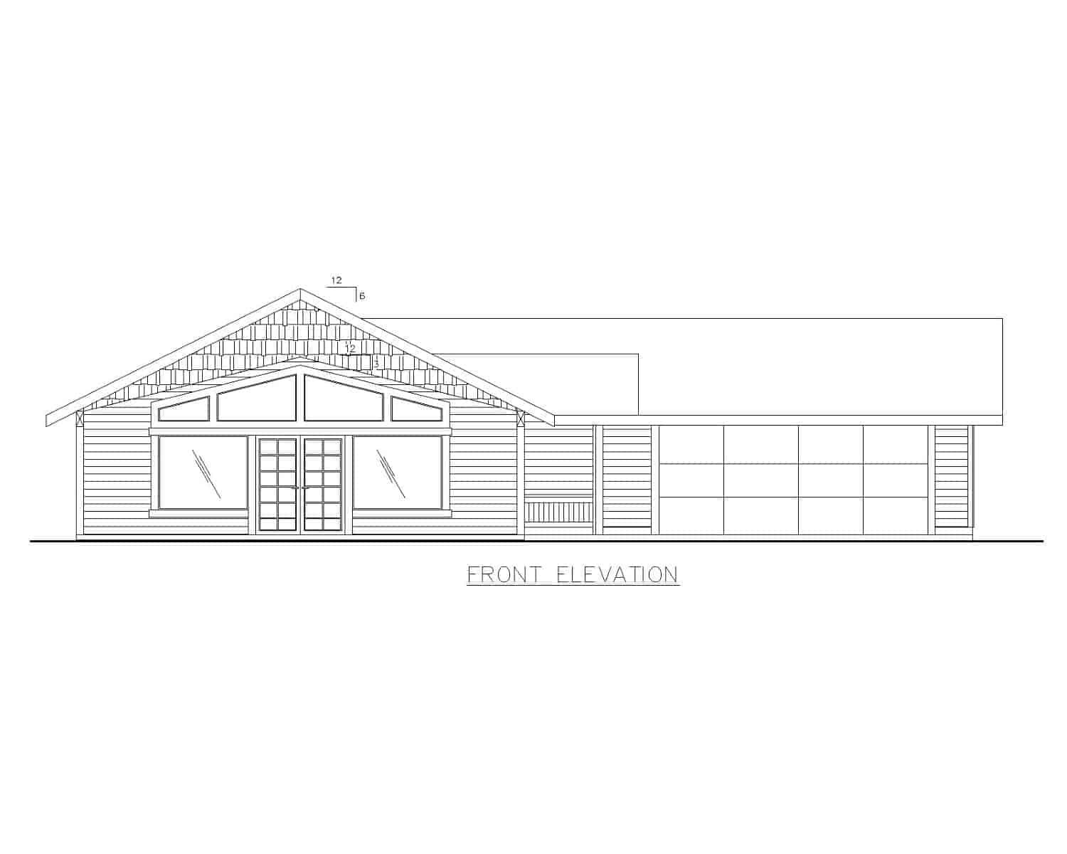 Home Plan Front Elevation of this 2-Bedroom,1352 Sq Ft Plan -132-1047
