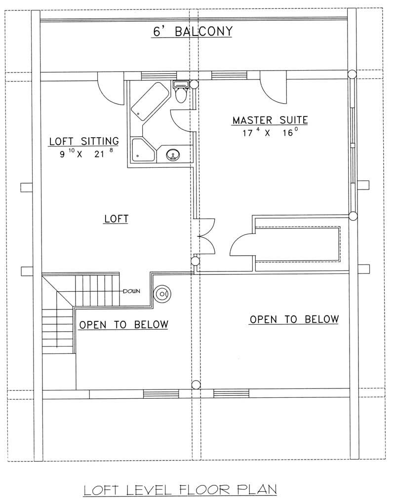 Floor Plan Second Story of Log Cabin Plan #132-1103