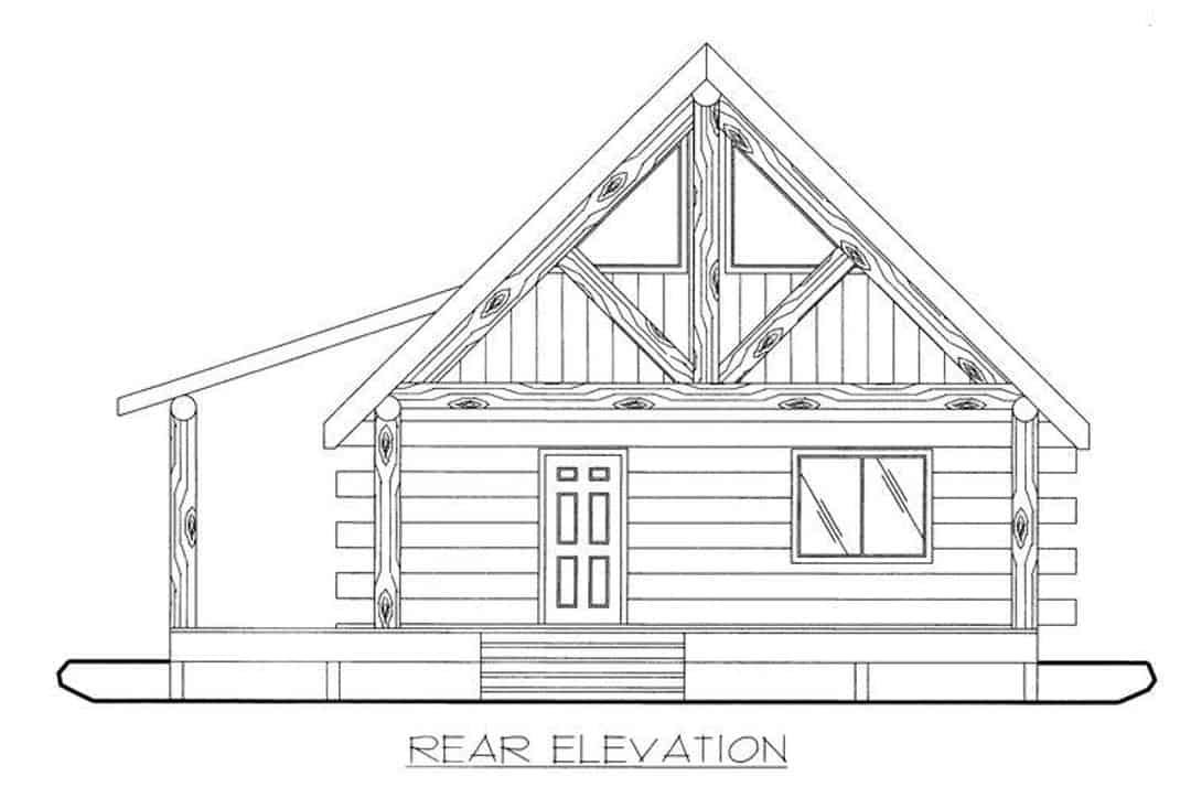 Home Plan Rear Elevation of this 1-Bedroom,689 Sq Ft Plan -132-1107