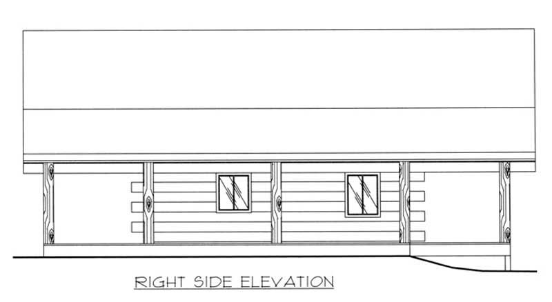Home Plan Right Elevation of this 1-Bedroom,689 Sq Ft Plan -132-1107