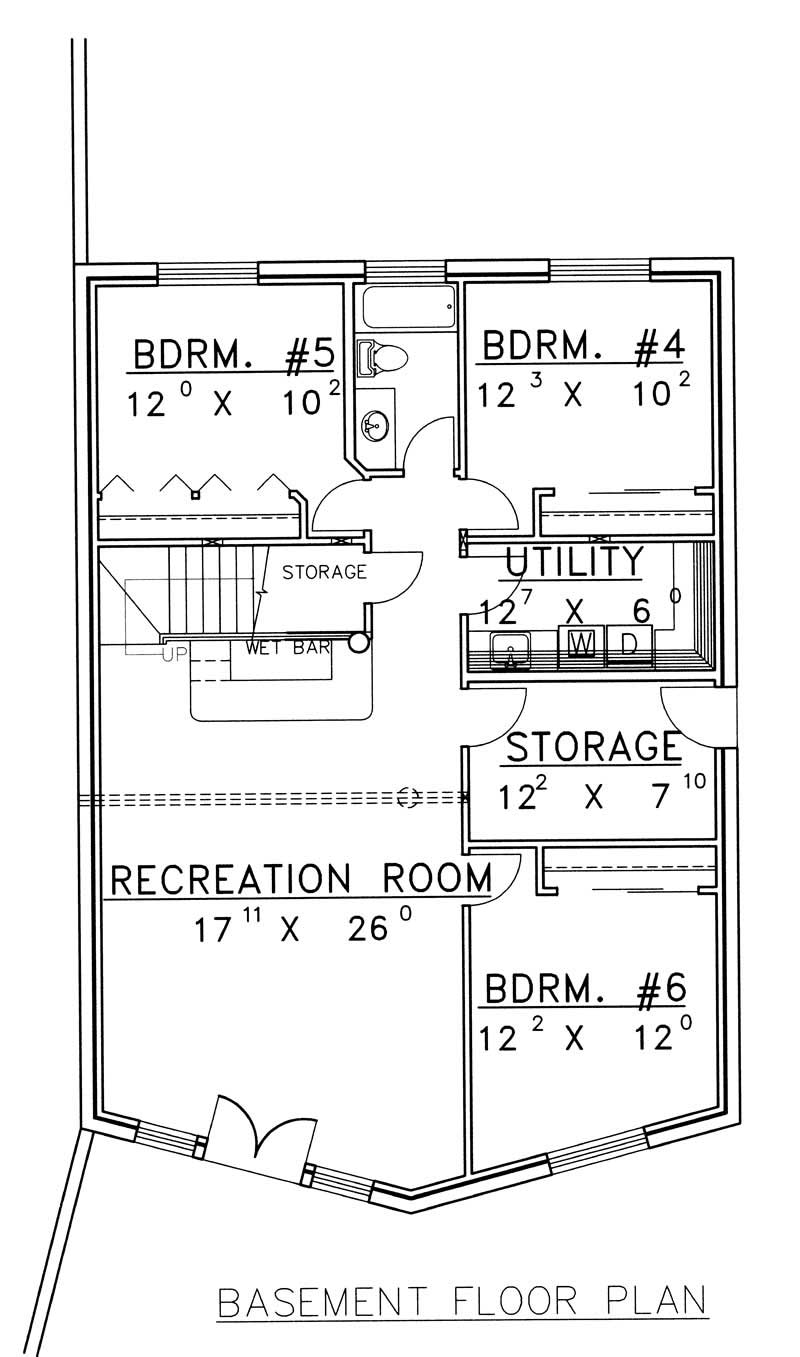 Floor Plan Basement of Log Cabin Plan #132-1179