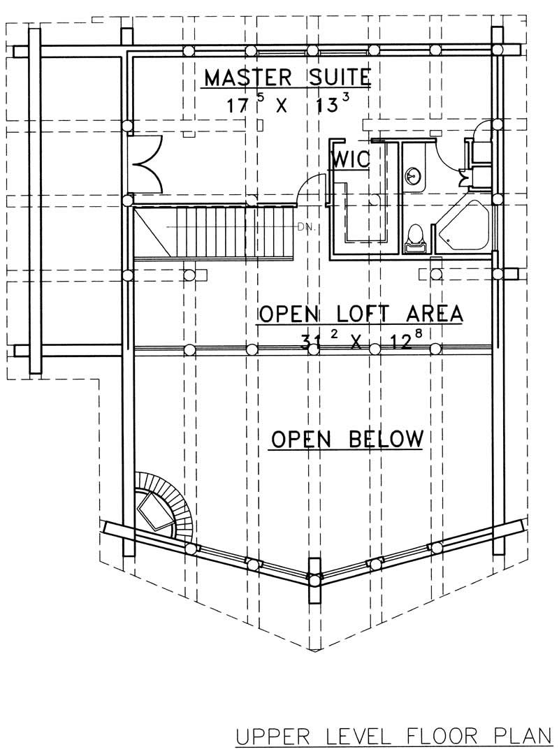 Floor Plan Second Story of Log Cabin Plan #132-1179