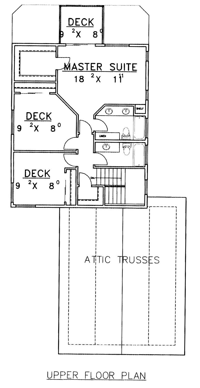 Floor Plan Second Story of Vacation Homes Plan #132-1183