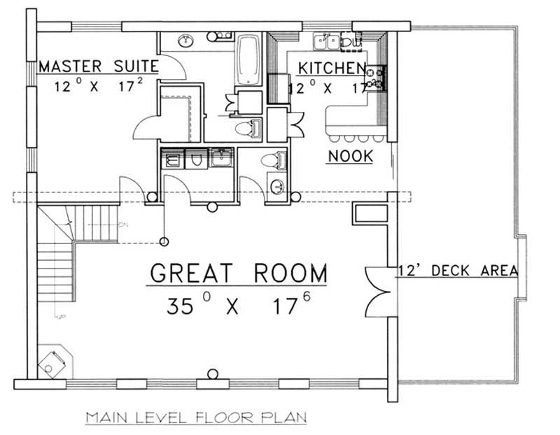 Floor Plan First Story of Log Cabin Plan #132-1185