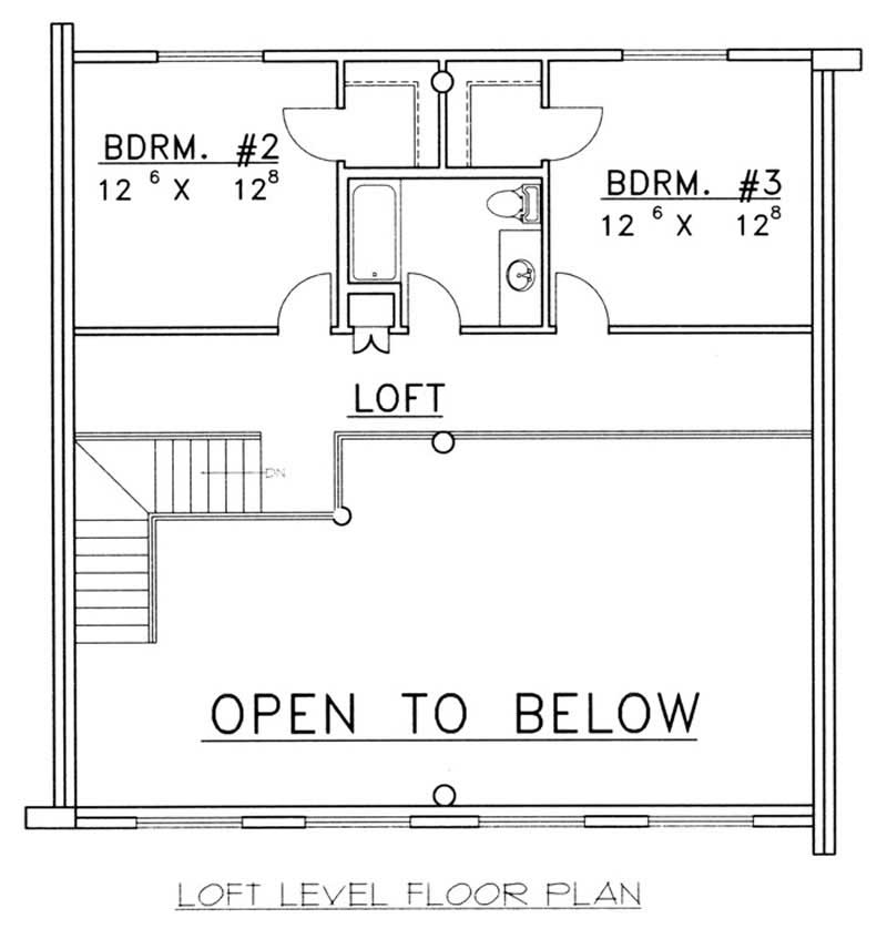 Floor Plan Second Story of Log Cabin Plan #132-1185