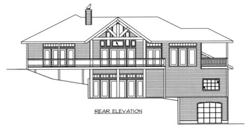 Home Plan Rear Elevation of this 4-Bedroom,3971 Sq Ft Plan -132-1187