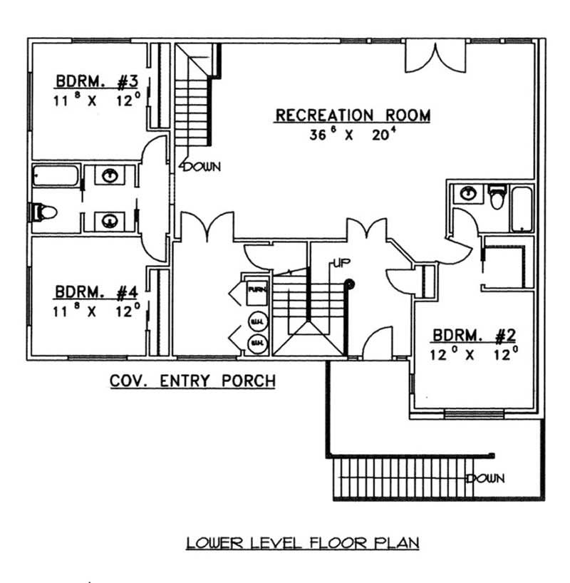 Floor Plan Basement of Ranch Plan #132-1187