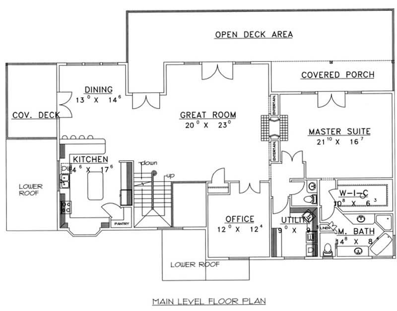 Floor Plan First Story of Ranch Plan #132-1187