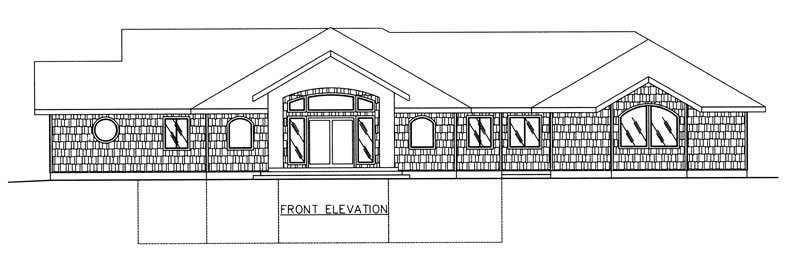 Home Plan Front Elevation of this 1-Bedroom,3577 Sq Ft Plan -132-1188