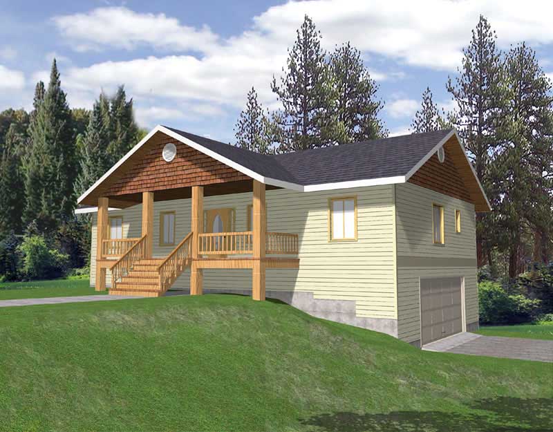 Front Elevation of this Ranch House (#132-1189) at The Plan Collection.