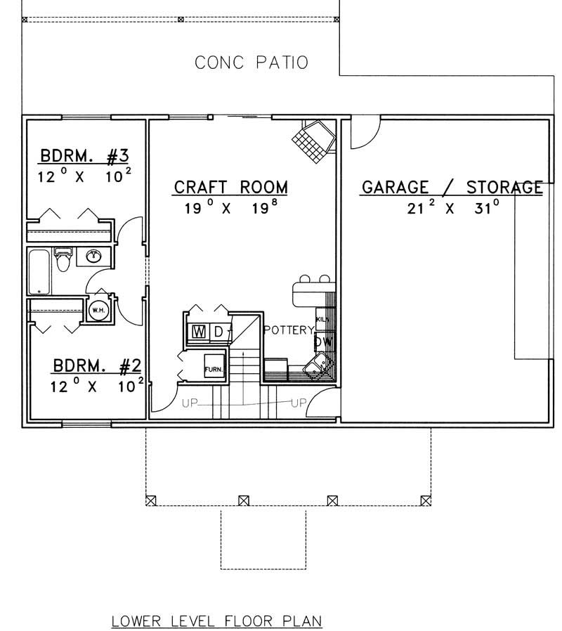 Floor Plan Basement of Ranch Plan #132-1189