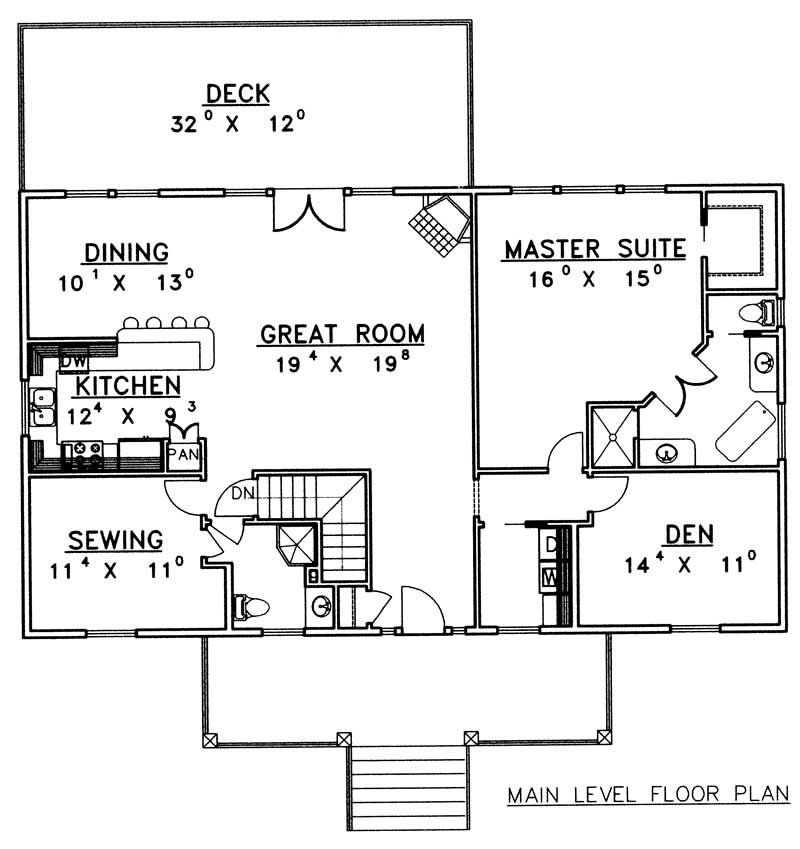 Floor Plan First Story of Ranch Plan #132-1189