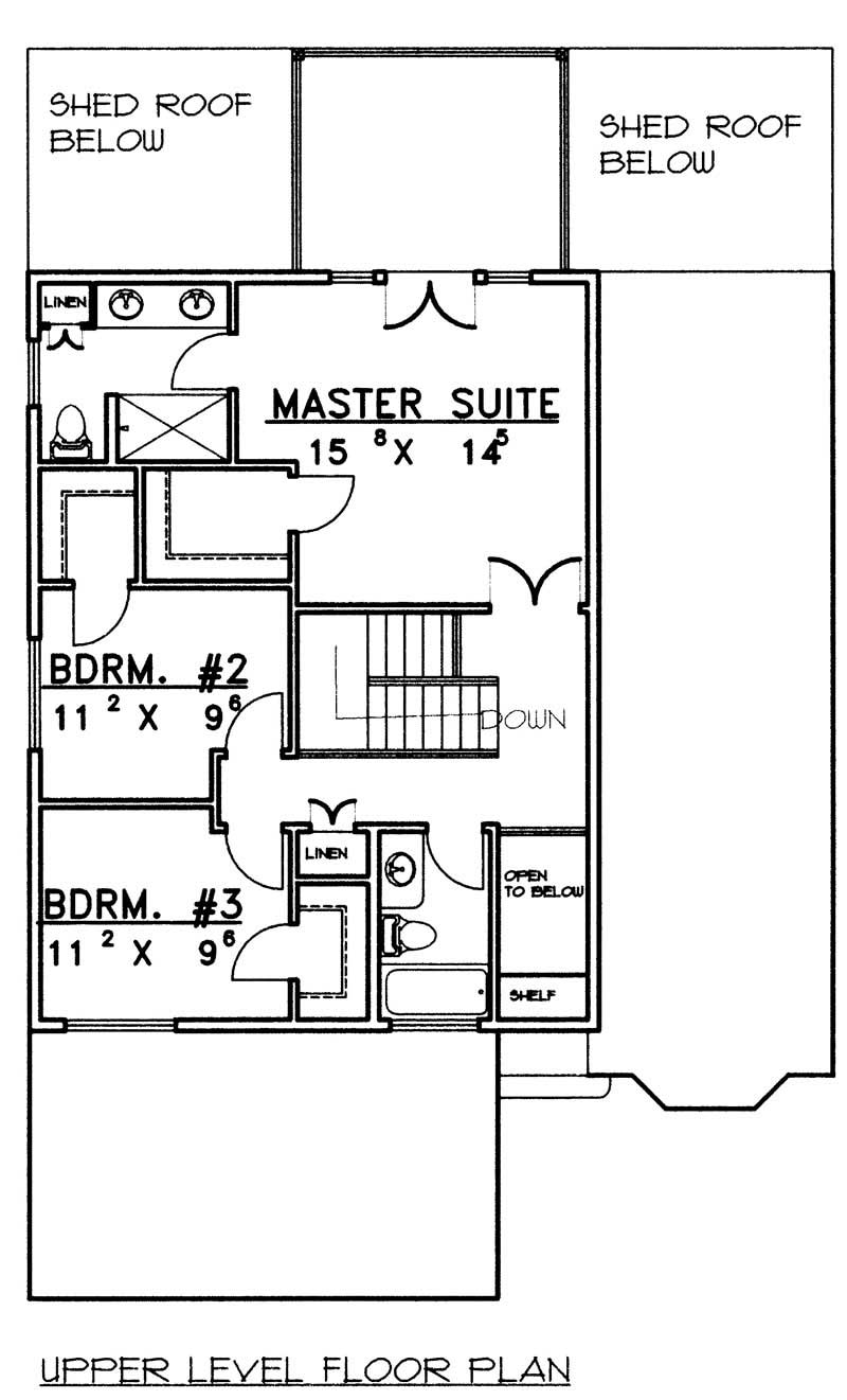 Floor Plan Second Story of Log Cabin Plan #132-1190