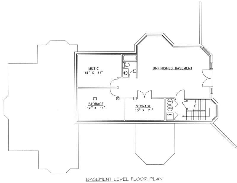 Floor Plan Basement of Craftsman Plan #132-1191