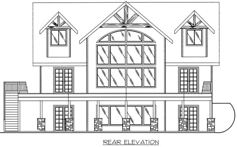 Home Plan Rear Elevation of this 3-Bedroom,2281 Sq Ft Plan -132-1193