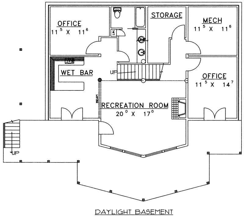 Floor Plan Basement of Craftsman Plan #132-1193