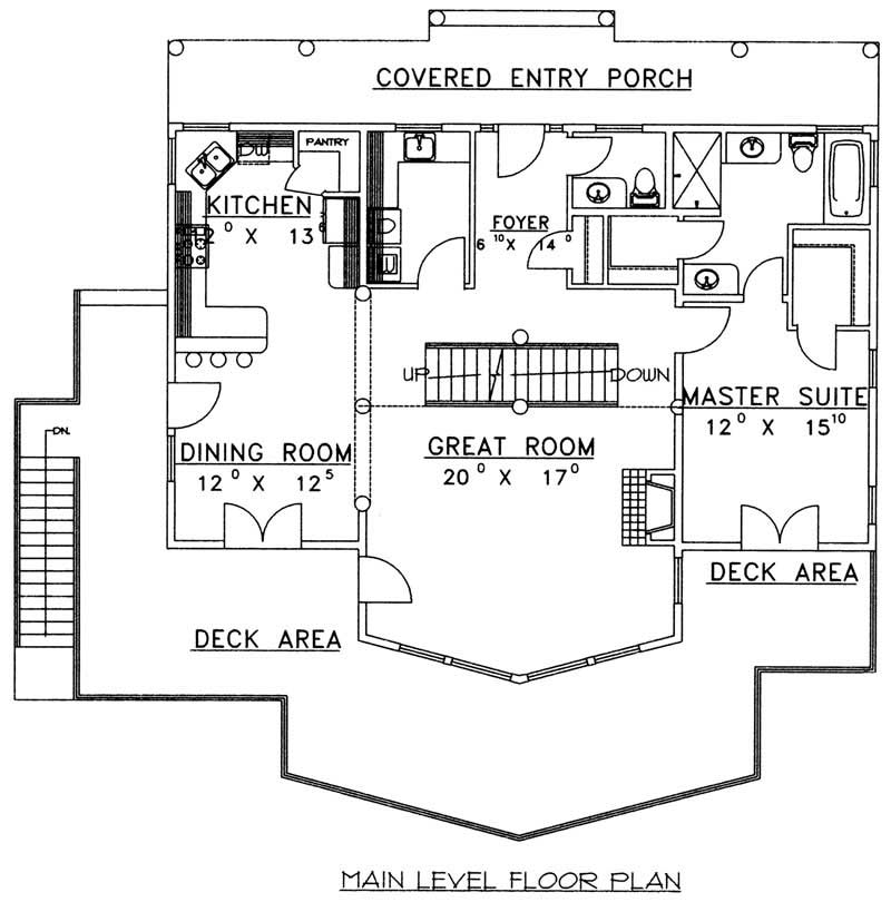 Floor Plan First Story of Craftsman Plan #132-1193