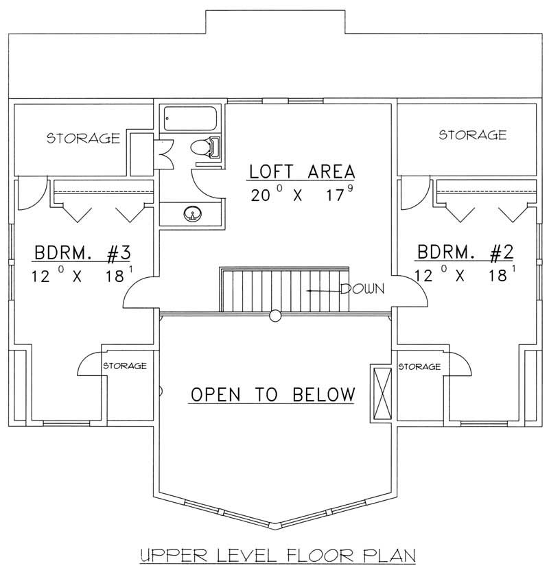 Floor Plan Second Story of Craftsman Plan #132-1193