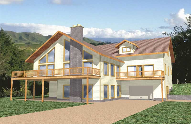 Front Elevation of this Contemporary House (#132-1195) at The Plan Collection.