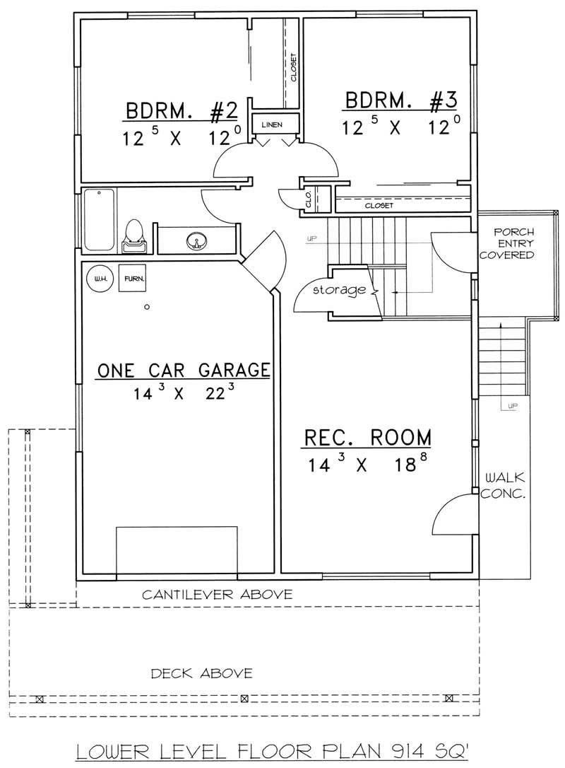 Floor Plan Basement of Ranch Plan #132-1196