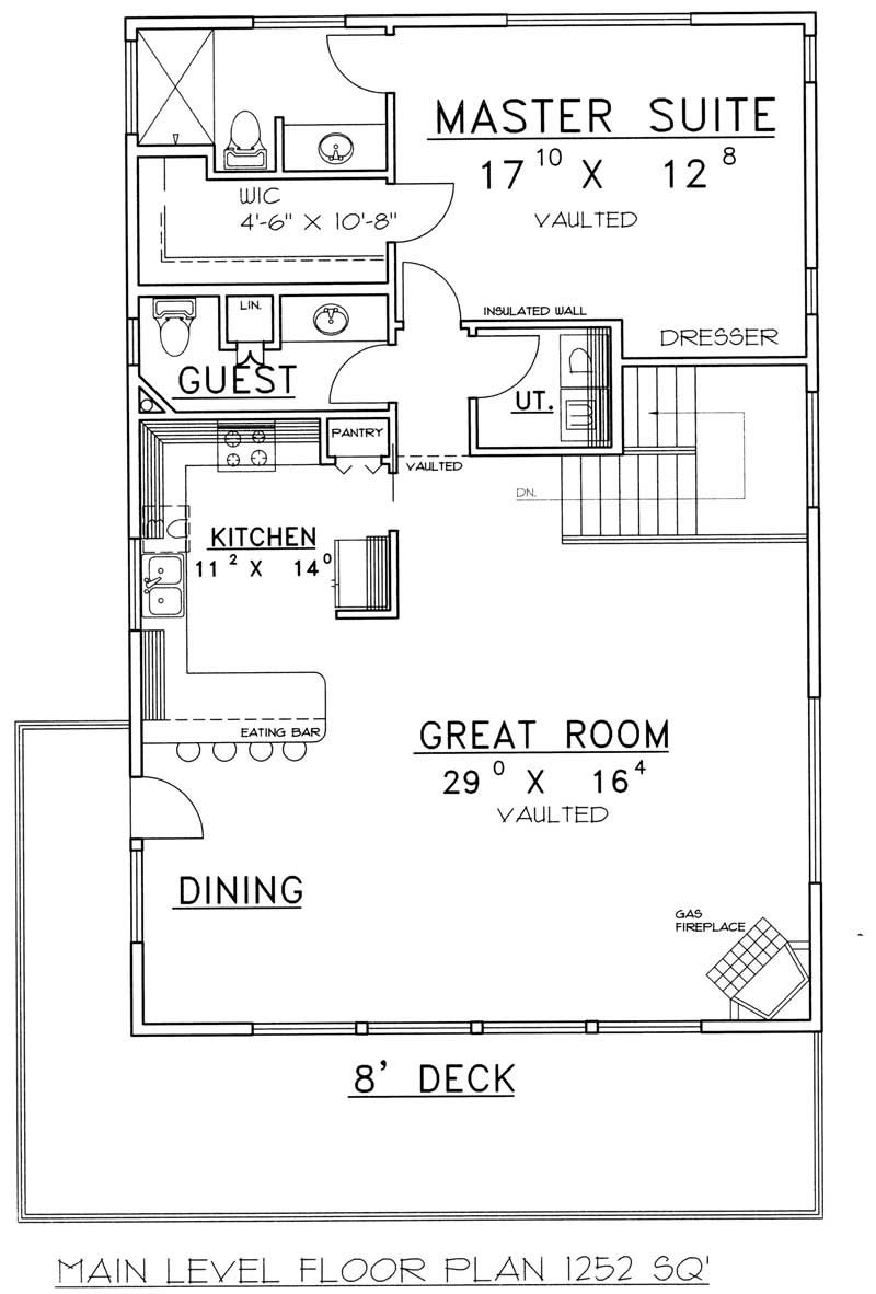 Floor Plan First Story of Ranch Plan #132-1196