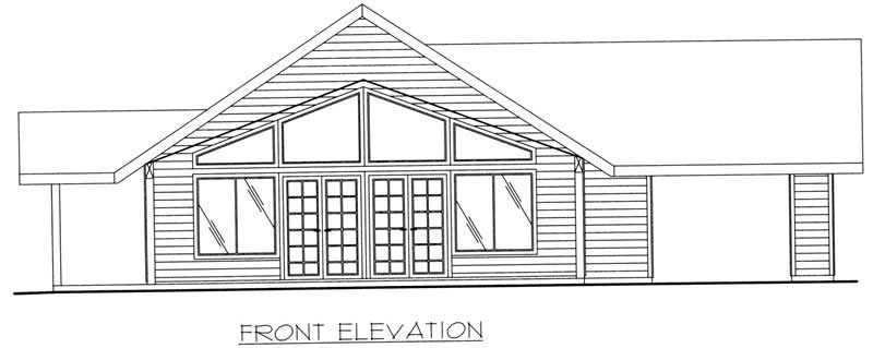 Home Plan Front Elevation of this 1-Bedroom,1120 Sq Ft Plan -132-1197
