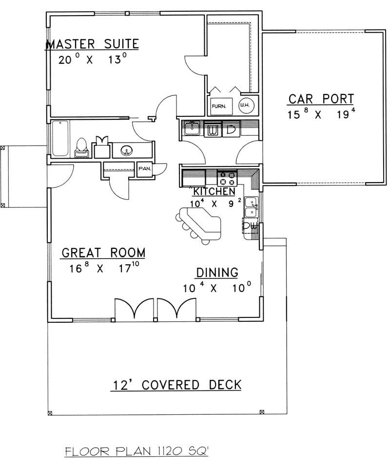 Floor Plan First Story of Vacation Homes Plan #132-1197
