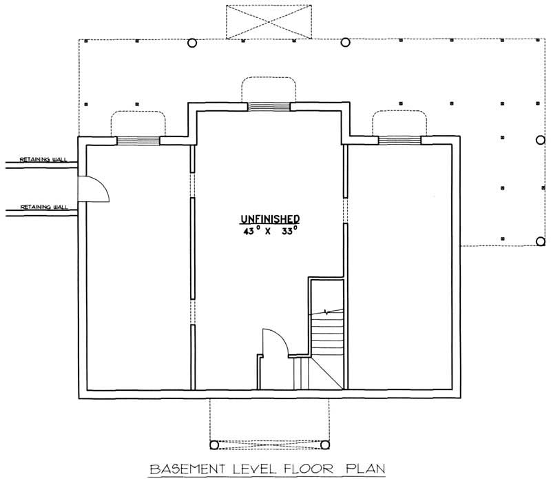 Floor Plan Basement of Log Cabin Plan #132-1199