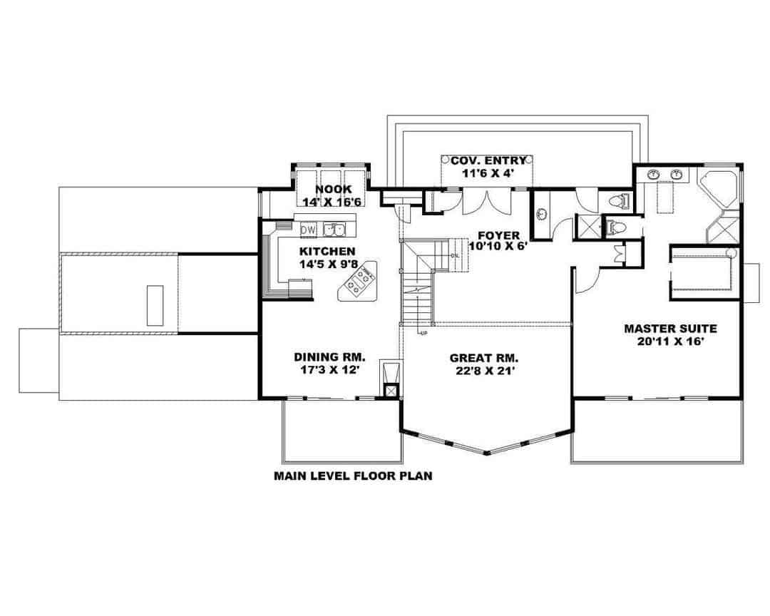 Main Level of Rustic Plan #132-1202