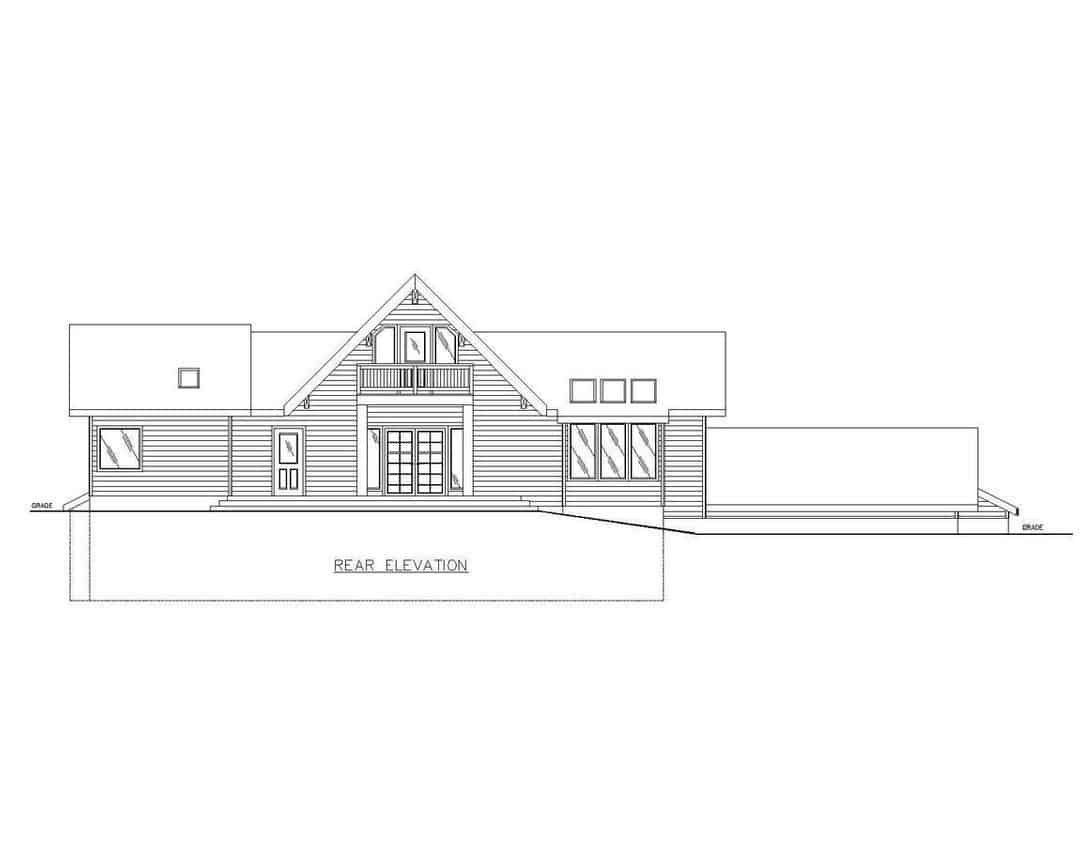 Home Plan Rear Elevation of this 3-Bedroom,3837 Sq Ft Plan -132-1202