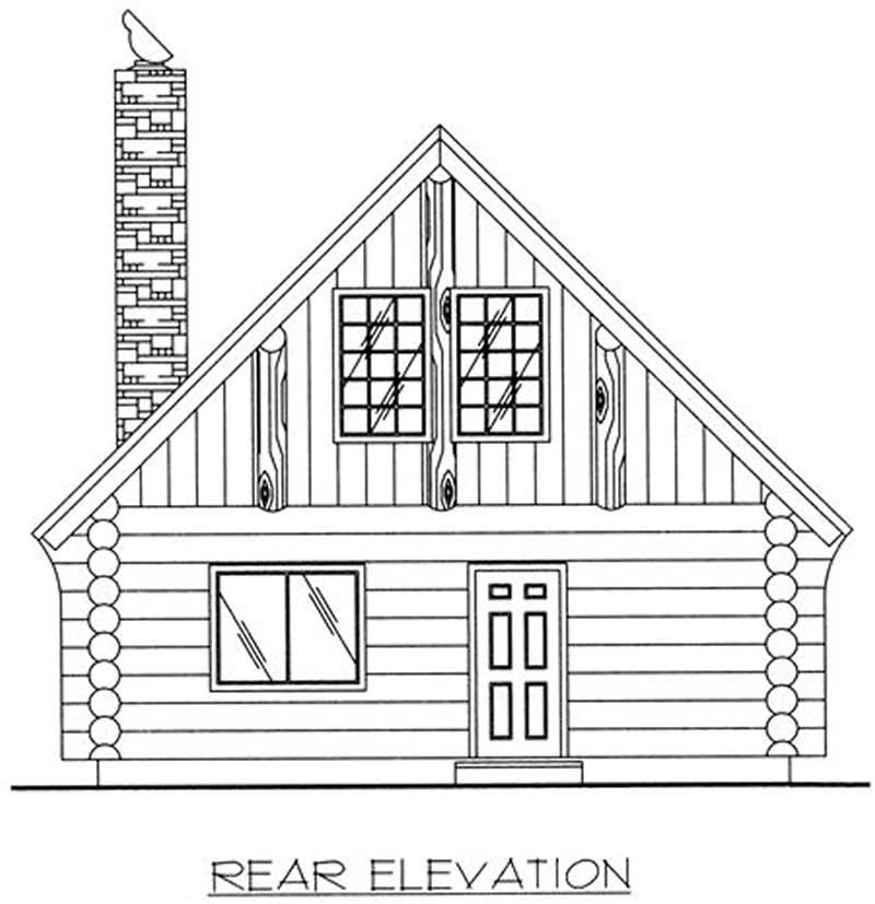 Home Plan Rear Elevation of this 1-Bedroom,1040 Sq Ft Plan -132-1204